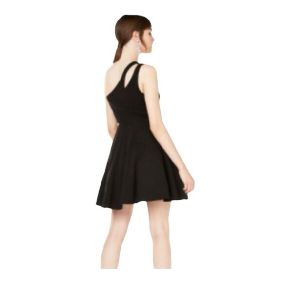 City Studio One Shoulder Mini Dress Black Asymmetrical A-Line Skater 13 - Picture 2 of 10